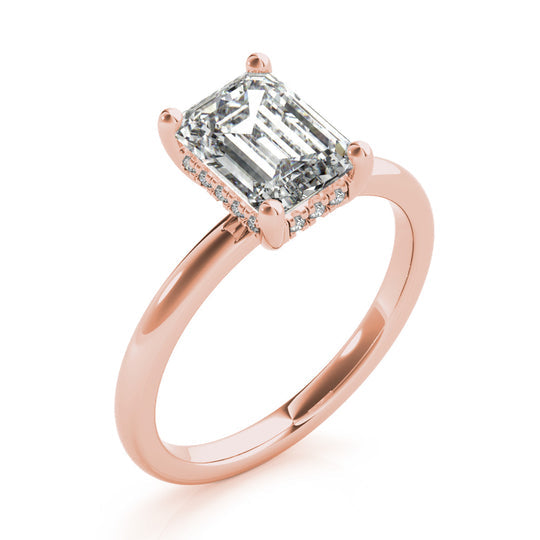 Angelina-1.75 Carats Emerald Moissanite Hidden Halo Engagement Ring