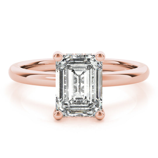 Angelina-1.75 Carats Emerald Moissanite Hidden Halo Engagement Ring