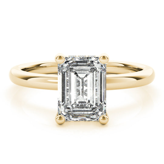 Angelina-1.75 Carats Emerald Moissanite Hidden Halo Engagement Ring