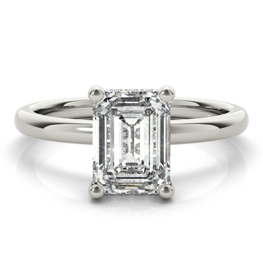 Angelina-1.75 Carats Emerald Moissanite Hidden Halo Engagement Ring