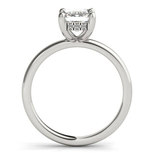 Angelina-1.75 Carats Emerald Moissanite Hidden Halo Engagement Ring