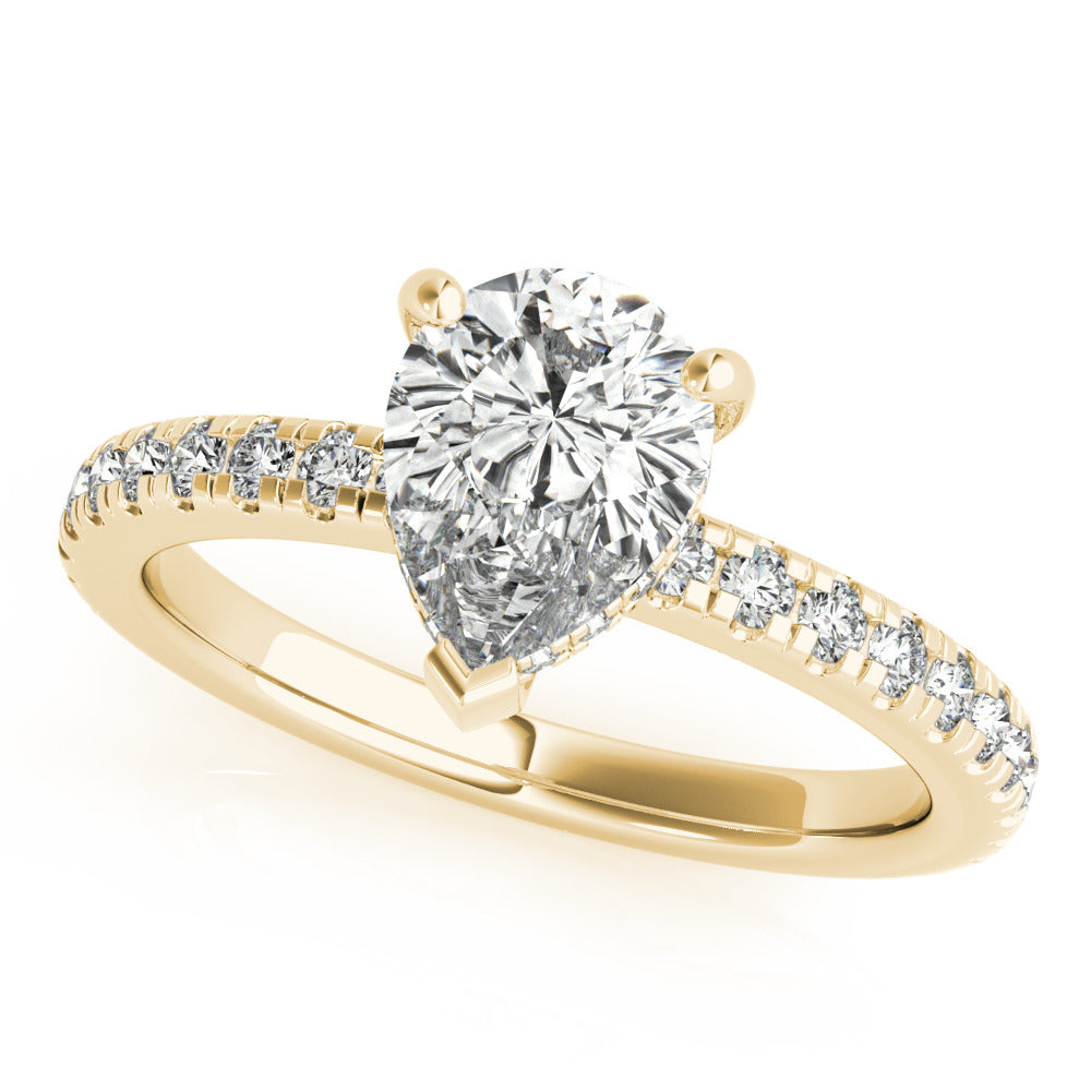 Jane-1.0 Carats Pear Moissanite Hidden Halo & Pave Engagement Ring