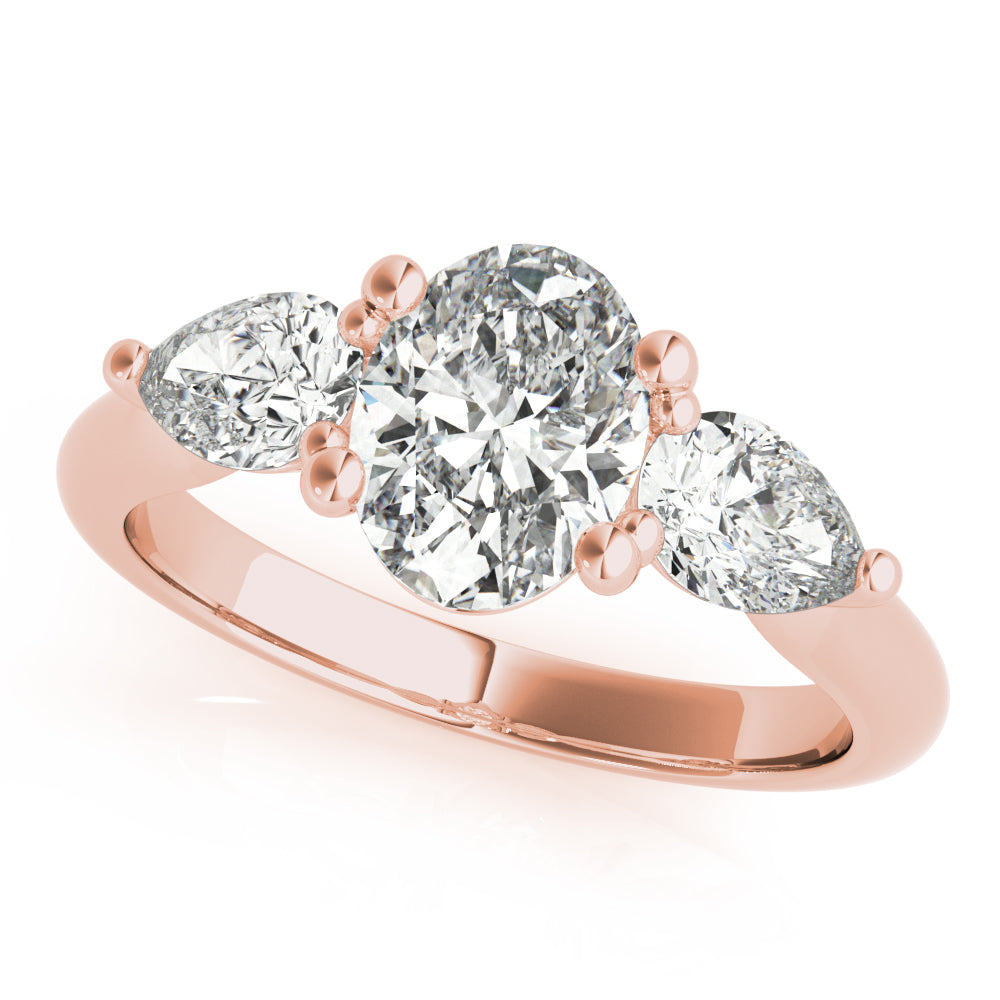 Eloise-1.0 Carats Oval Moissanite three Stone Style Engagement Ring
