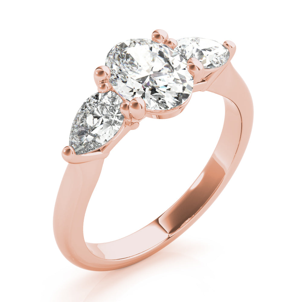 Eloise-1.0 Carats Oval Moissanite three Stone Style Engagement Ring
