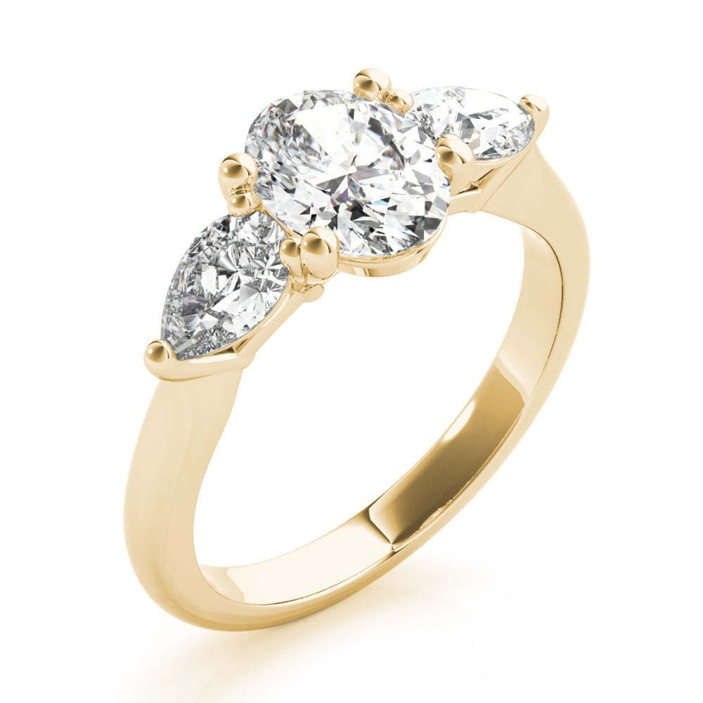 Eloise-1.0 Carats Oval Moissanite three Stone Style Engagement Ring
