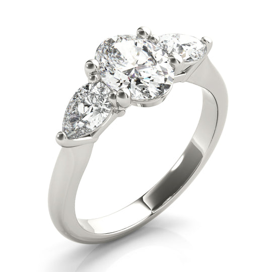 Eloise-1.0 Carats Oval Moissanite three Stone Style Engagement Ring