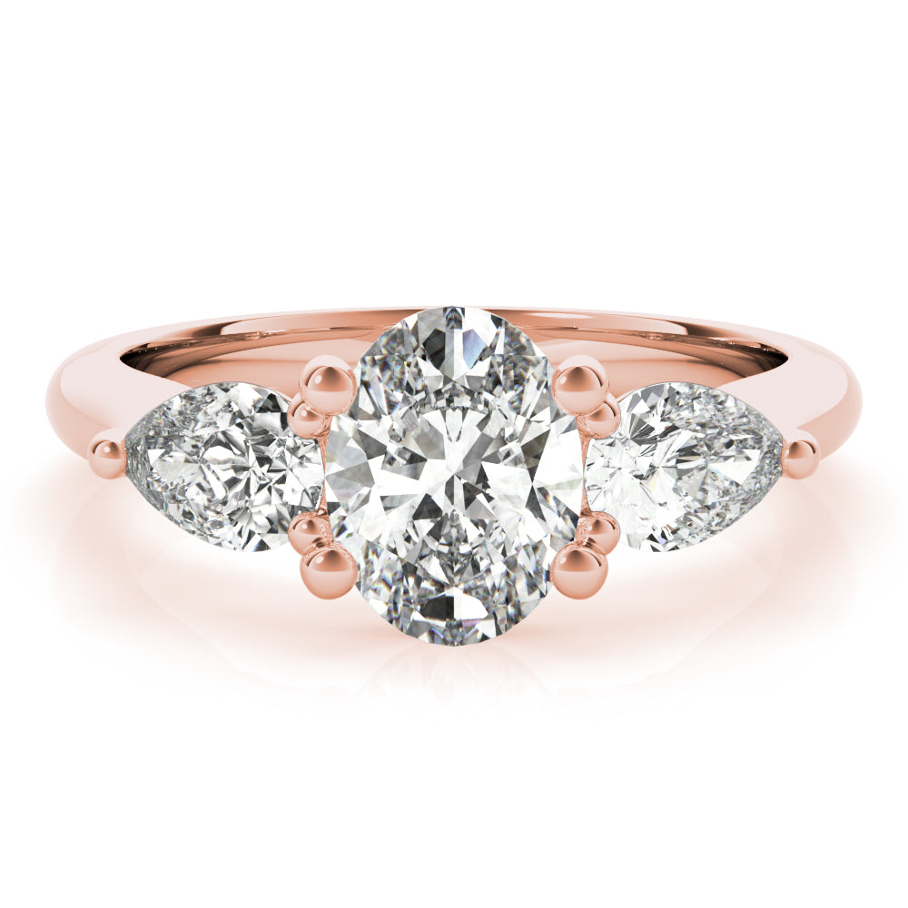 Eloise-1.0 Carats Oval Moissanite three Stone Style Engagement Ring