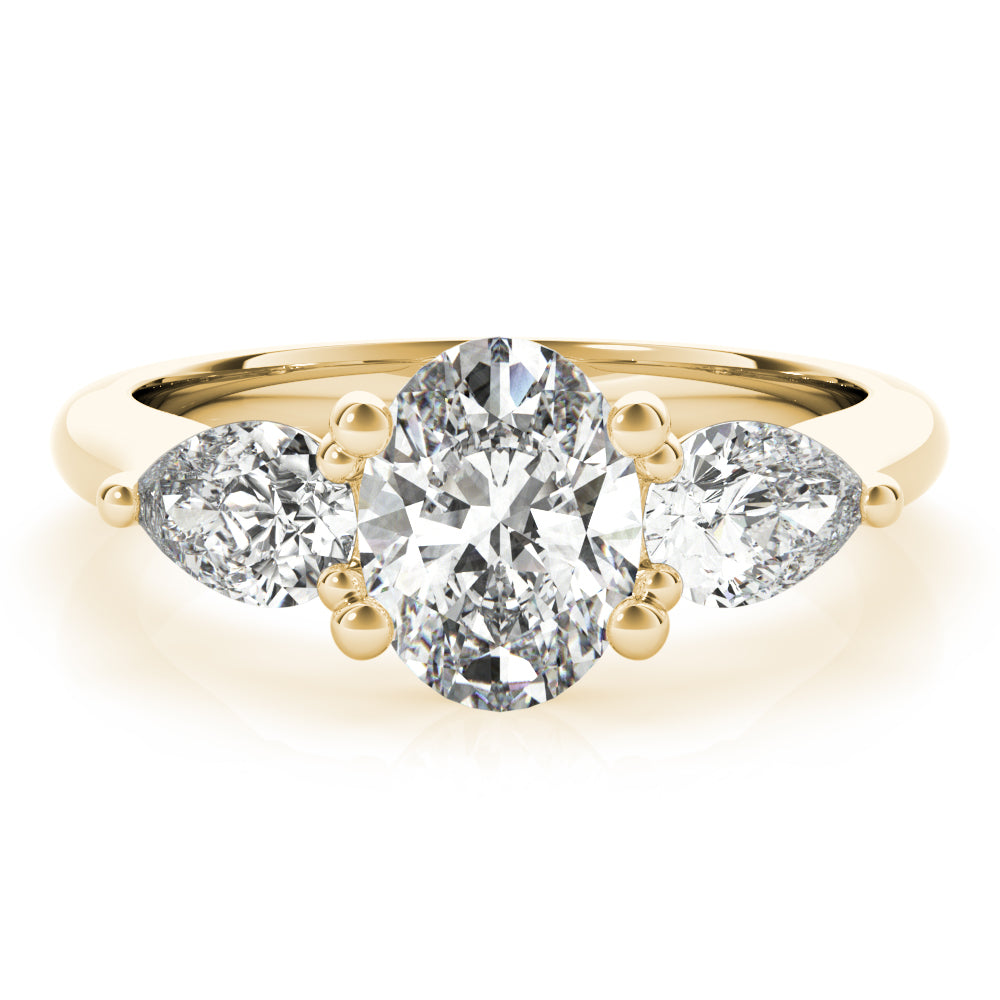 Eloise-1.0 Carats Oval Moissanite three Stone Style Engagement Ring