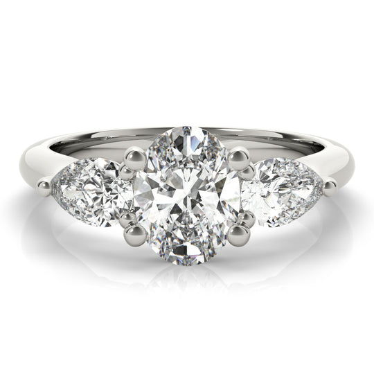 Eloise-1.0 Carats Oval Moissanite three Stone Style Engagement Ring