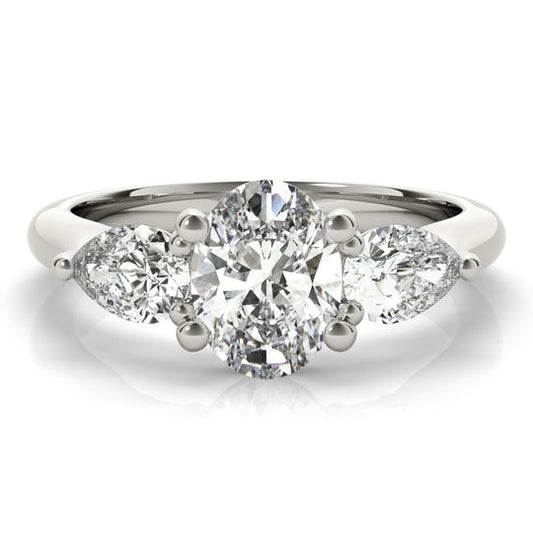Eloise-1.0 Carats Oval Moissanite three Stone Style Engagement Ring
