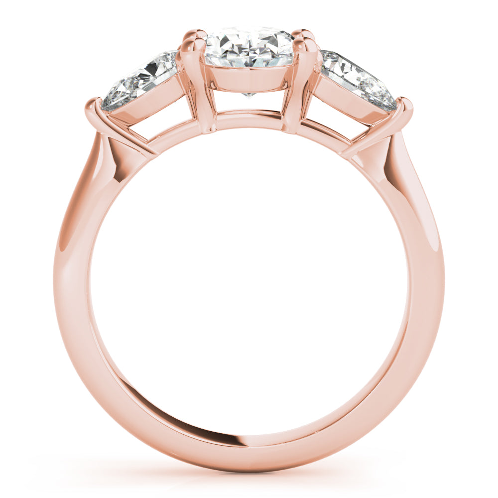 Eloise-1.0 Carats Oval Moissanite three Stone Style Engagement Ring