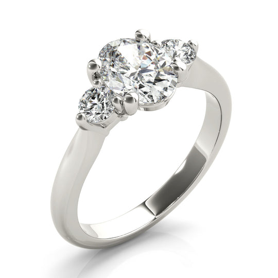 Gabriela-1.0 Carats Oval Moissanite Three Stone Style Engagement Ring