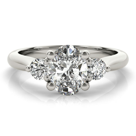 Gabriela-1.0 Carats Oval Moissanite Three Stone Style Engagement Ring