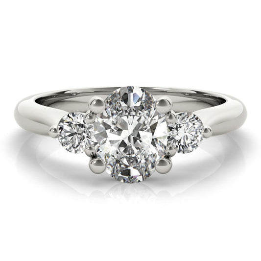 Gabriela-1.0 Carats Oval Moissanite Three Stone Style Engagement Ring