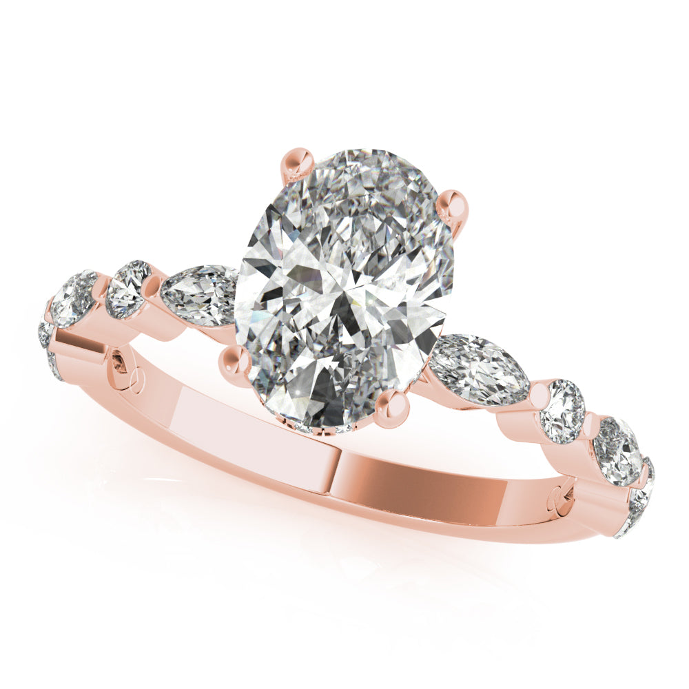 Danielle-1.50 Carats Oval Moissanite Pave Engagement Ring