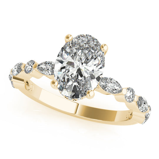 Danielle-1.50 Carats Oval Moissanite Pave Engagement Ring