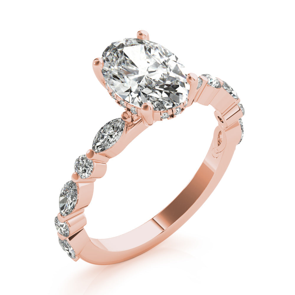 Danielle-1.50 Carats Oval Moissanite Pave Engagement Ring