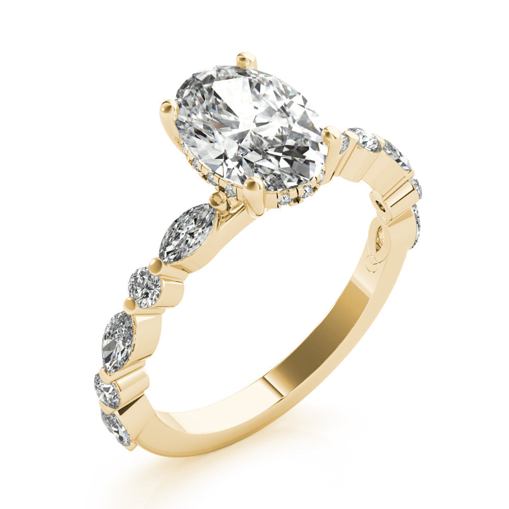 Danielle-1.50 Carats Oval Moissanite Pave Engagement Ring
