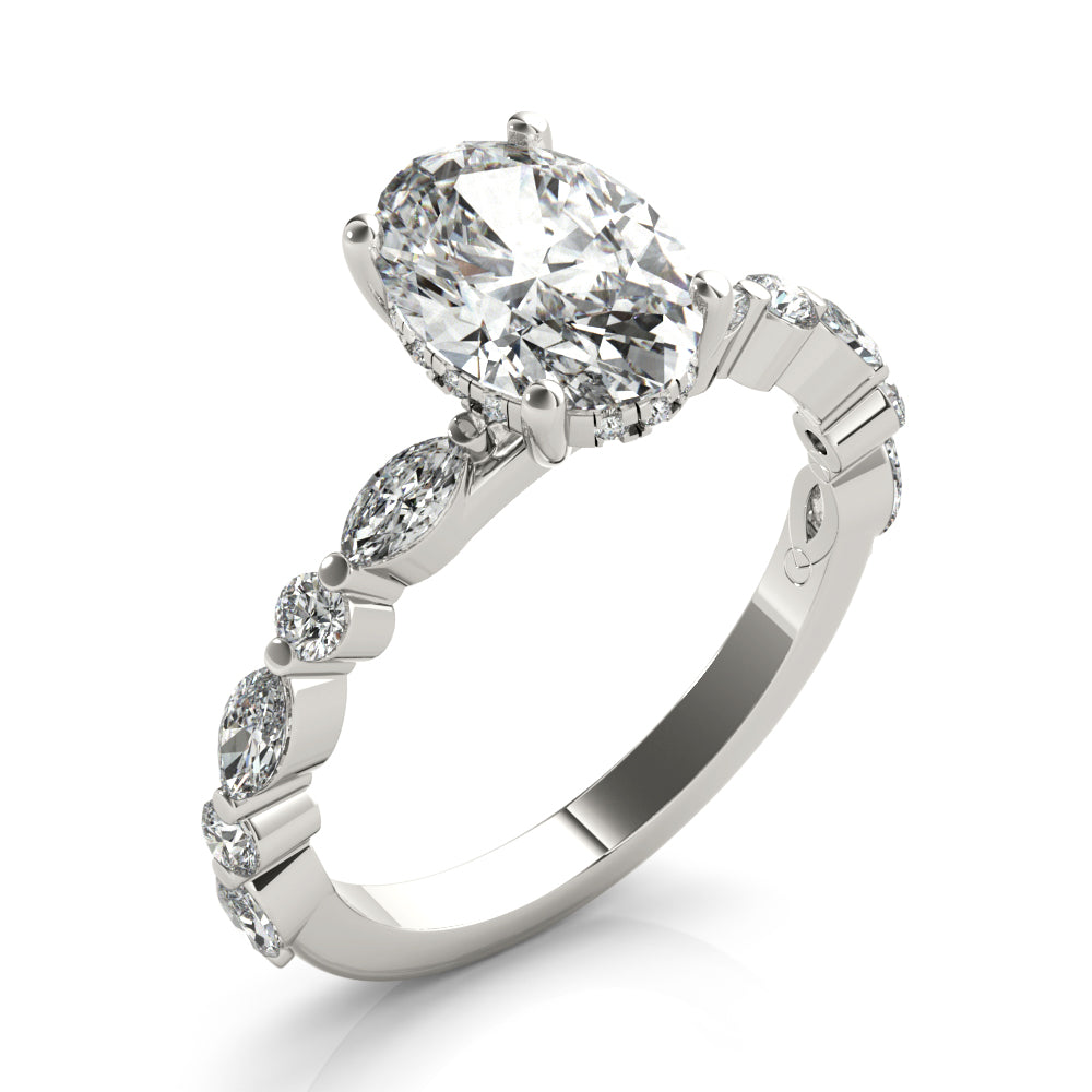 Danielle-1.50 Carats Oval Moissanite Pave Engagement Ring