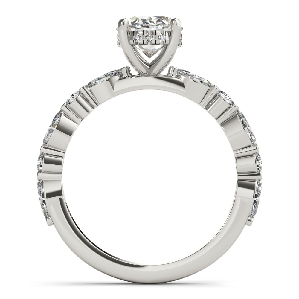 Danielle-1.50 Carats Oval Moissanite Pave Engagement Ring