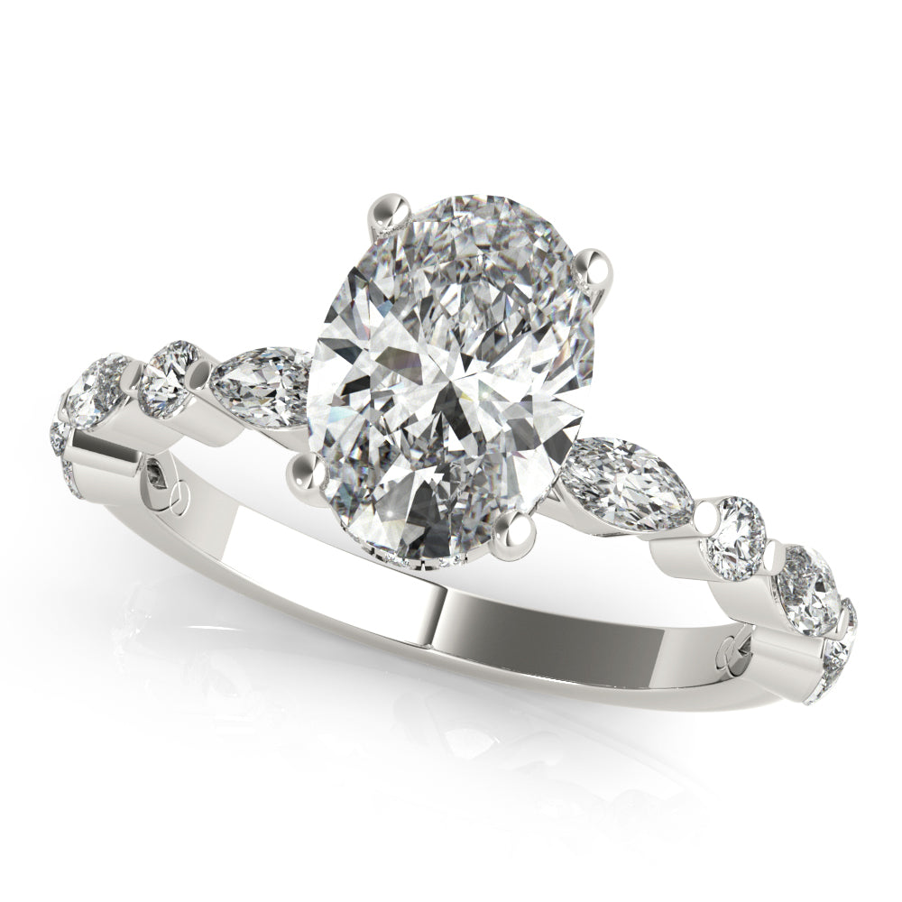 Danielle-1.50 Carats Oval Moissanite Pave Engagement Ring
