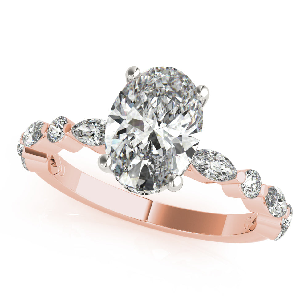 Danielle-1.50 Carats Oval Moissanite Pave Engagement Ring