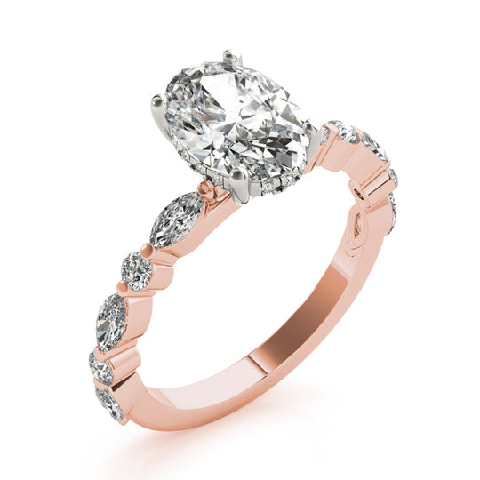 Danielle-1.50 Carats Oval Moissanite Pave Engagement Ring