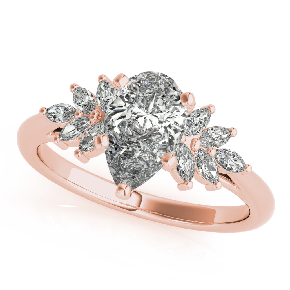 Melody-2.0 Carats Pear Moissanite Cluster Engagement Ring