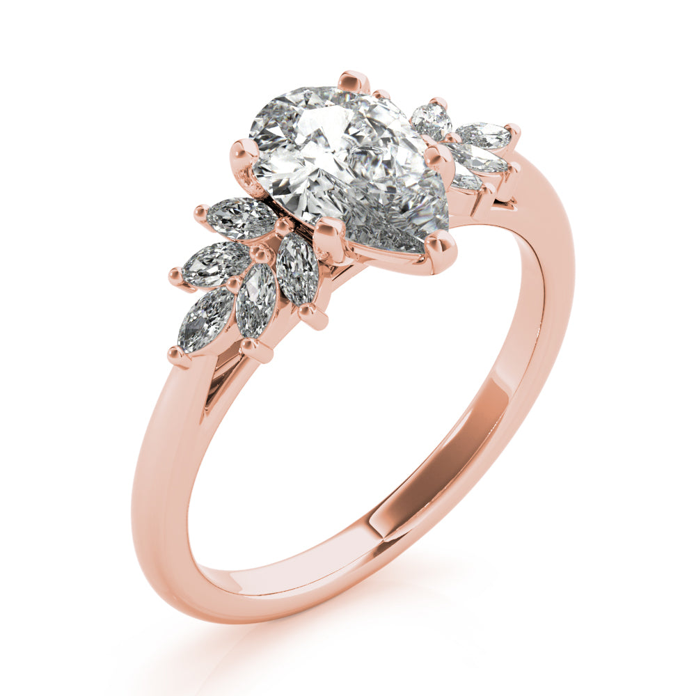 Melody-2.0 Carats Pear Moissanite Cluster Engagement Ring