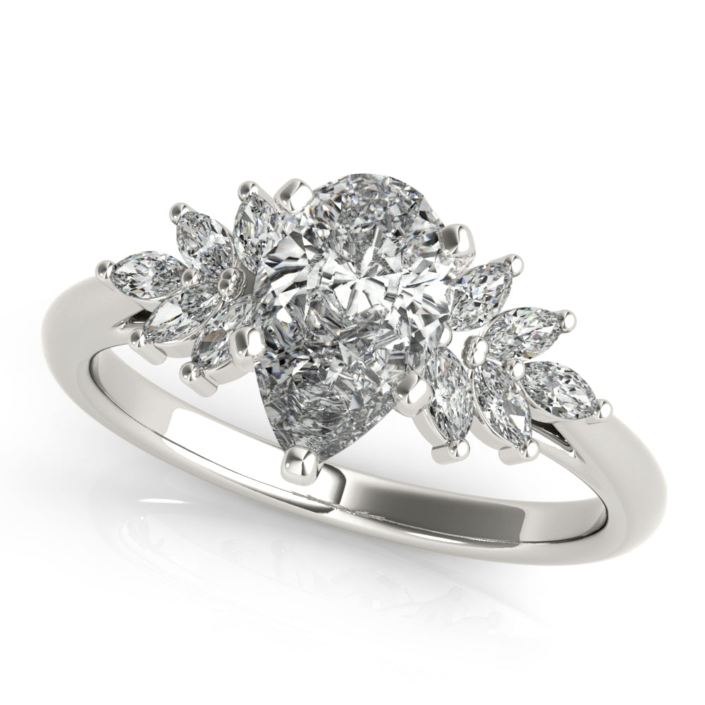 Melody-2.0 Carats Pear Moissanite Cluster Engagement Ring