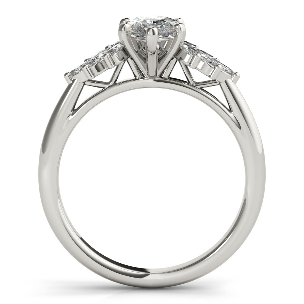 Melody-2.0 Carats Pear Moissanite Cluster Engagement Ring