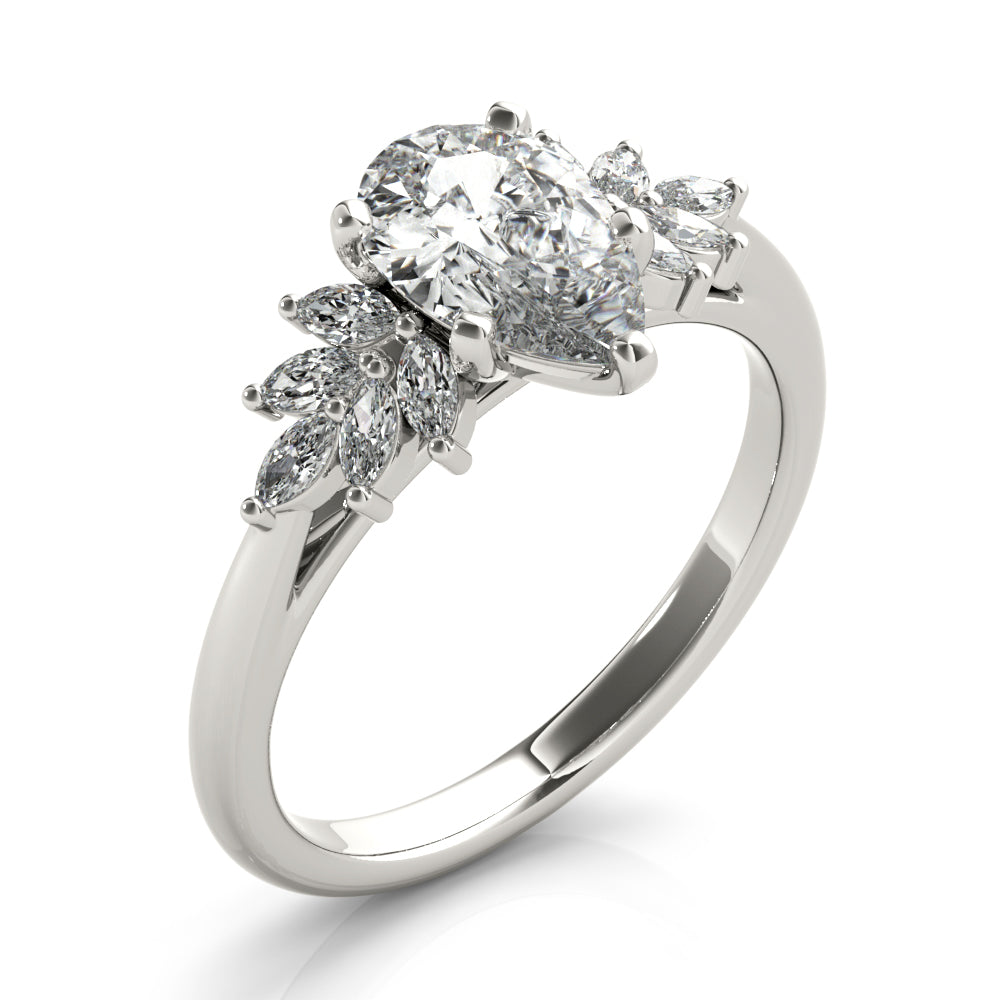 Melody-2.0 Carats Pear Moissanite Cluster Engagement Ring