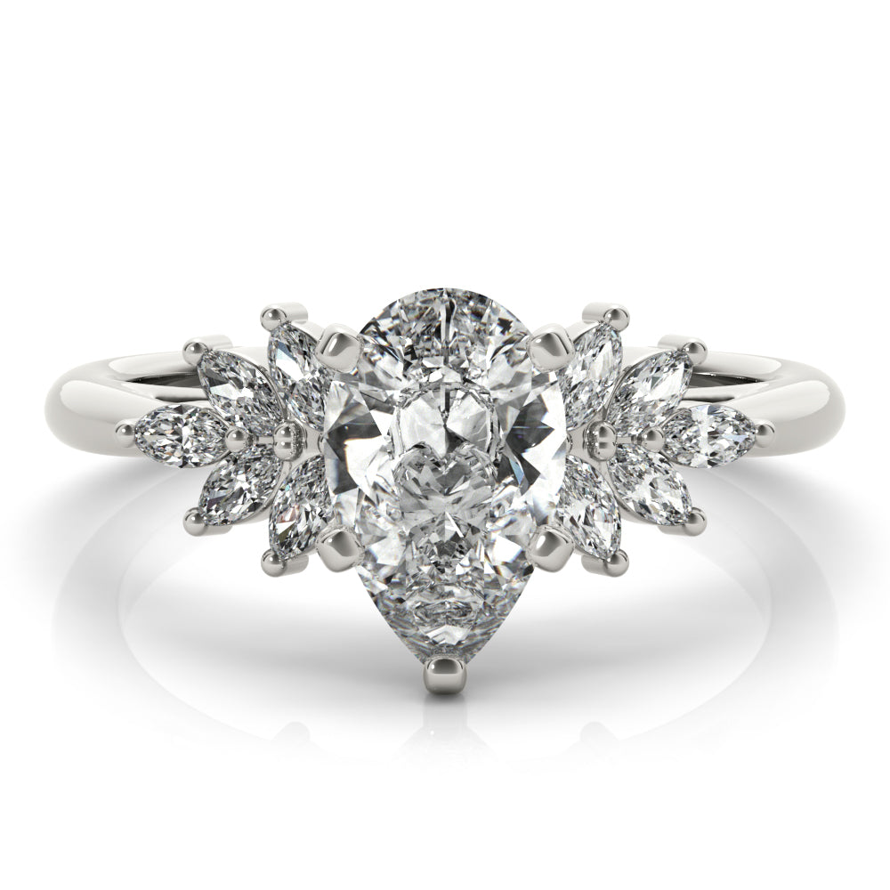 Melody-2.0 Carats Pear Moissanite Cluster Engagement Ring