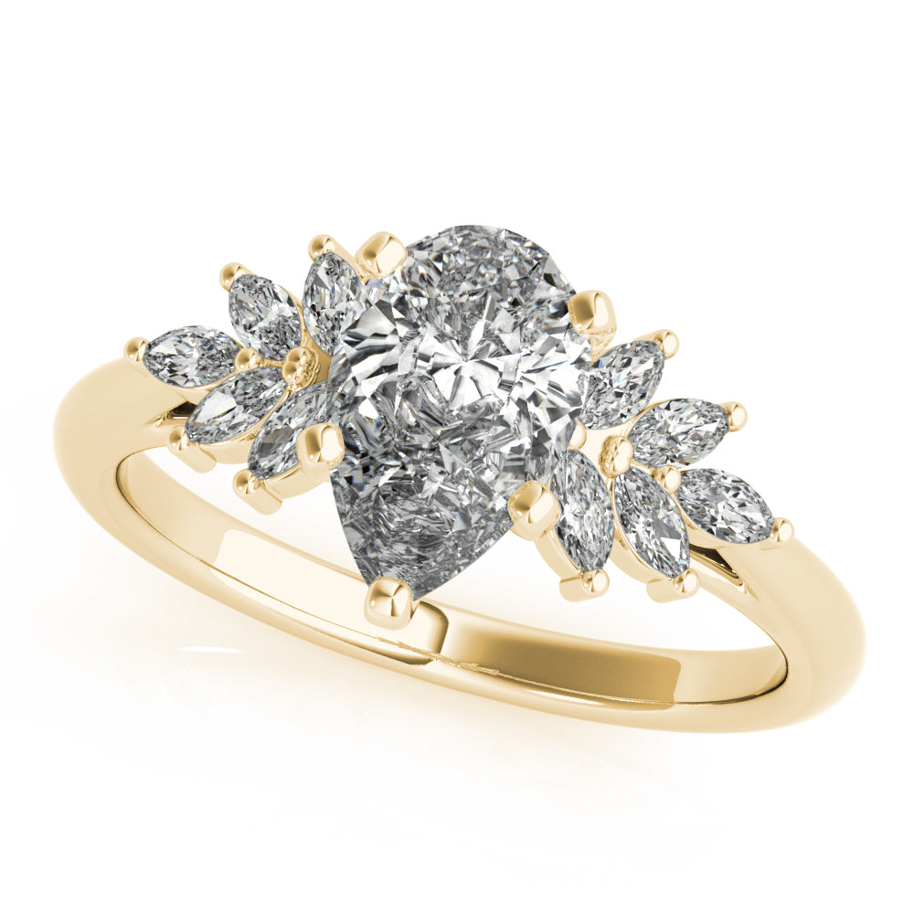 Melody-2.0 Carats Pear Moissanite Cluster Engagement Ring