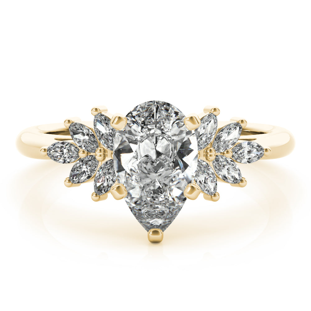 Melody-2.0 Carats Pear Moissanite Cluster Engagement Ring