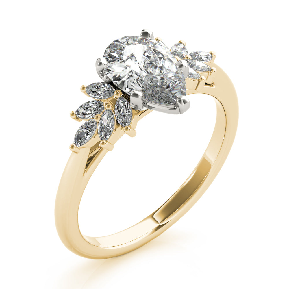 Melody-2.0 Carats Pear Moissanite Cluster Engagement Ring