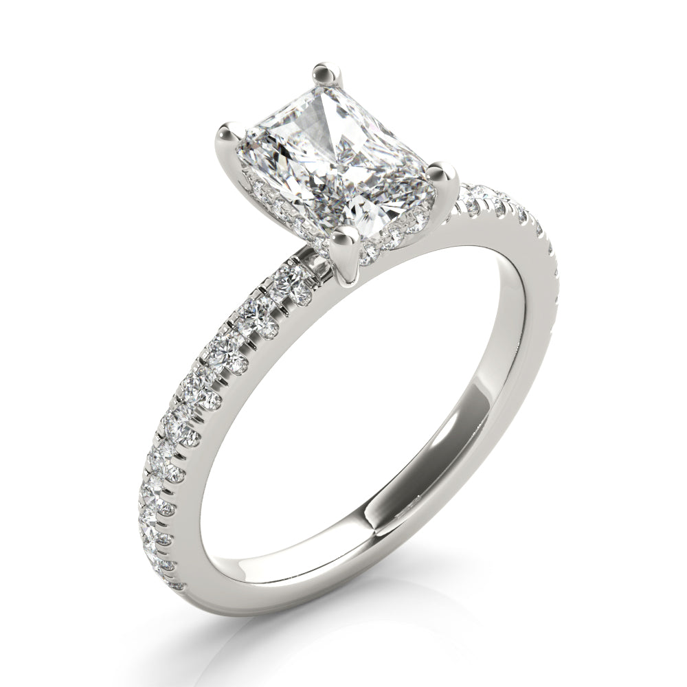 Sierra-1.0 Carats Radiant Moissanite Pave Engagement Ring