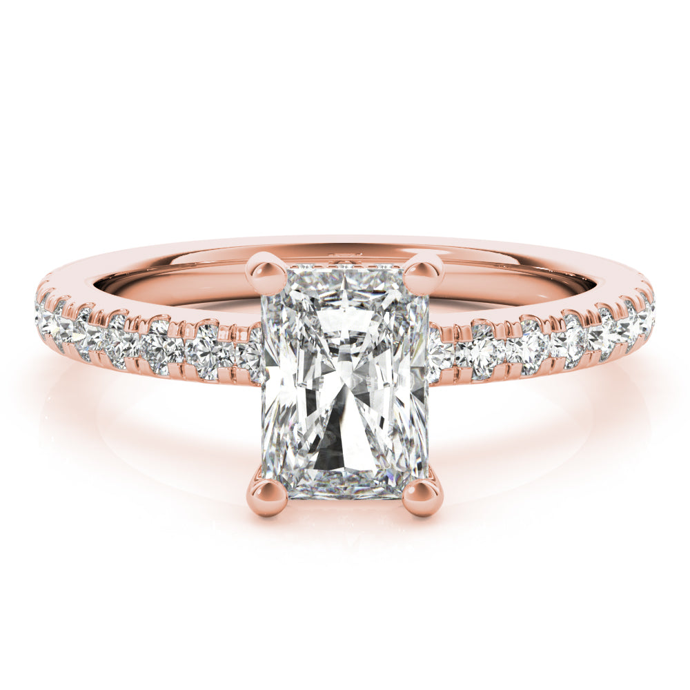 Sierra-1.0 Carats Radiant Moissanite Pave Engagement Ring