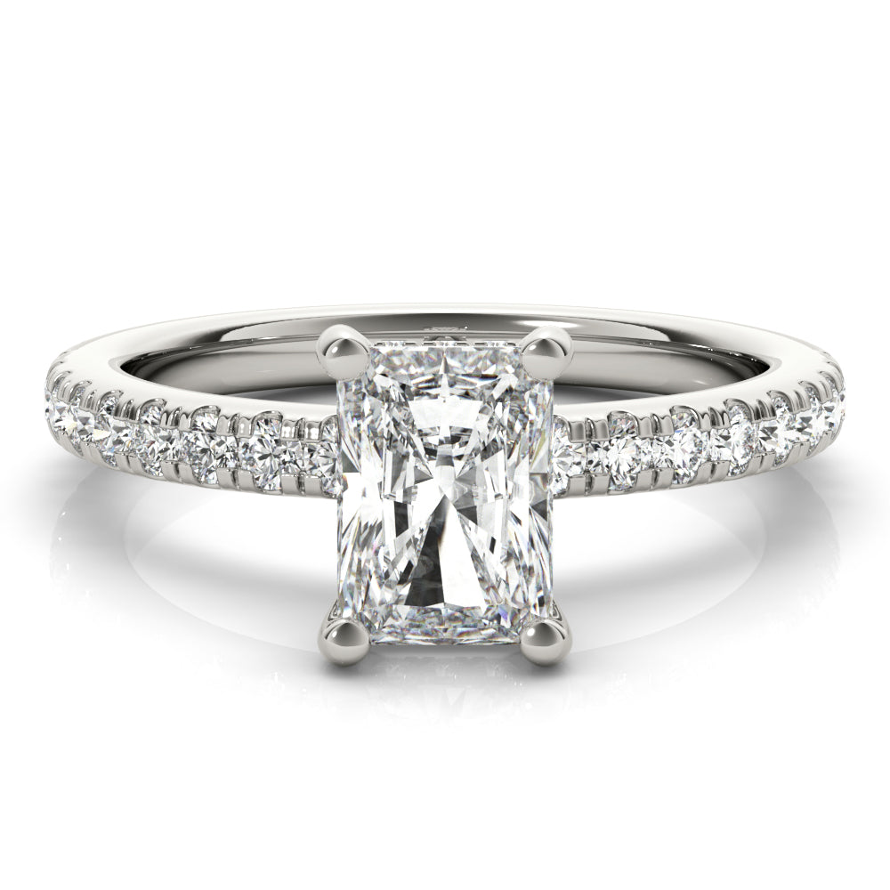 Sierra-1.0 Carats Radiant Moissanite Pave Engagement Ring