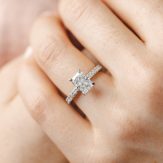 Sierra-1.0 Carats Radiant Moissanite Pave Engagement Ring