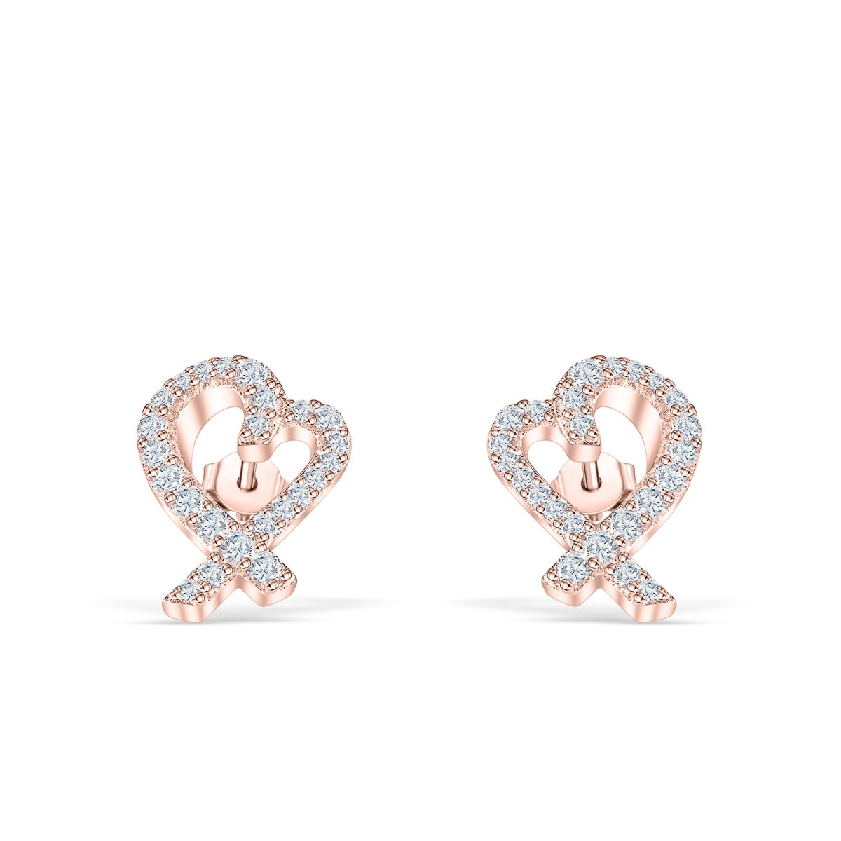 Hazel- 0.20 TCW Round Moissanite Heart Stud Earrings
