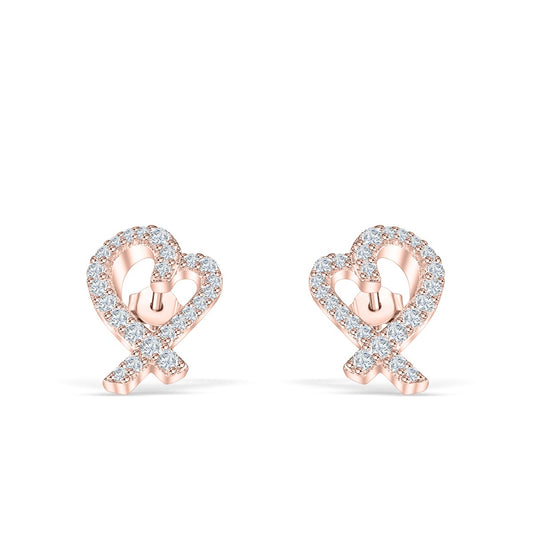 Hazel- 0.20 TCW Round Moissanite Heart Stud Earrings