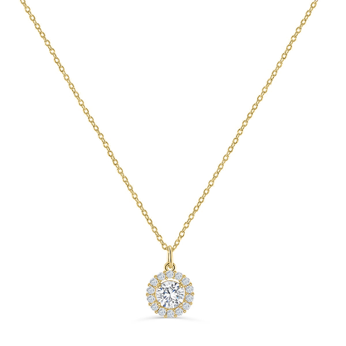 Elizabeth-1.25 Carats Round Moissanite Halo Necklace
