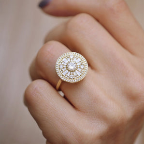 0.35 CT Round Shape CVD Diamond Halo Engagement Ring