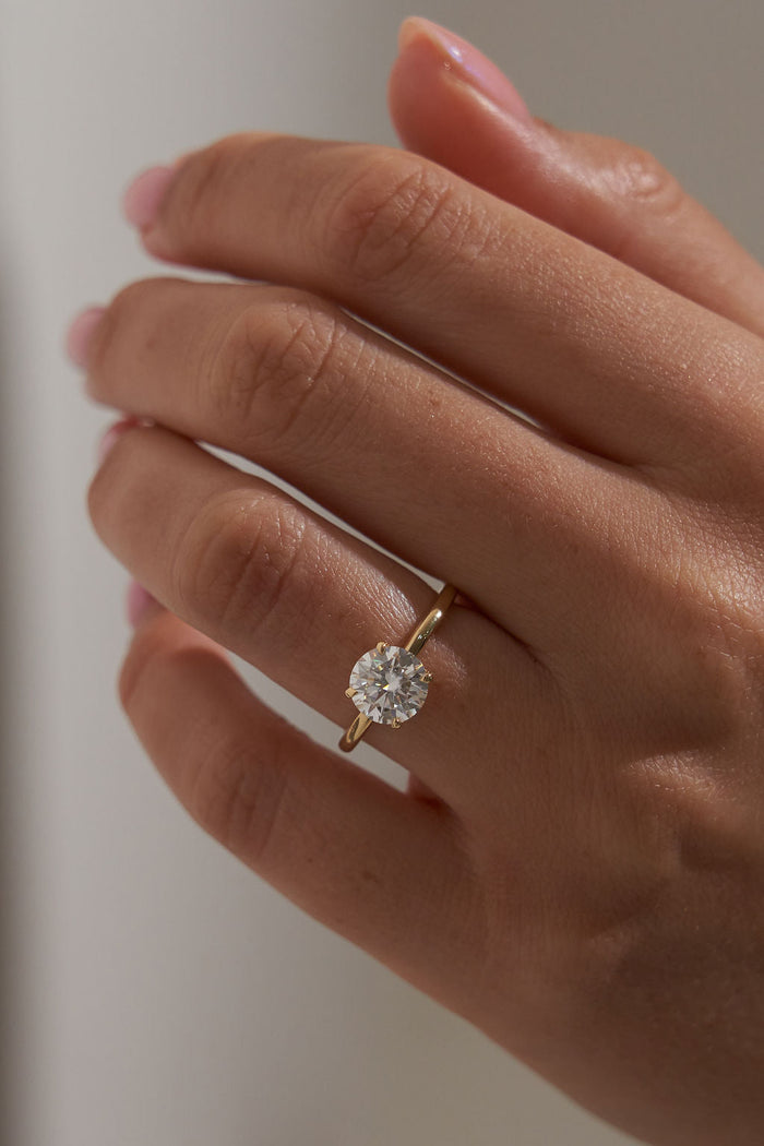 2.0 CT Round Shaped Moissanite Hidden Halo Engagement Ring