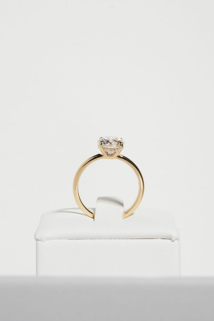 2.0 CT Round Shaped Moissanite Hidden Halo Engagement Ring
