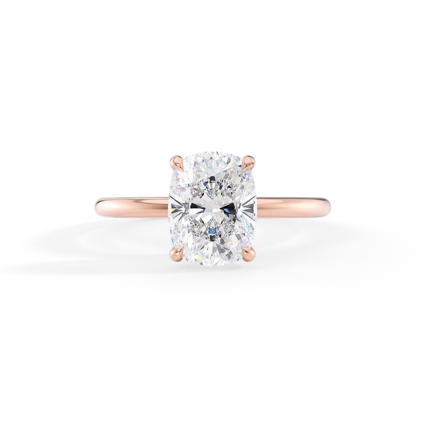 Ava-1.80 Carats Cushion Moissanite Hidden Halo Engagement Ring