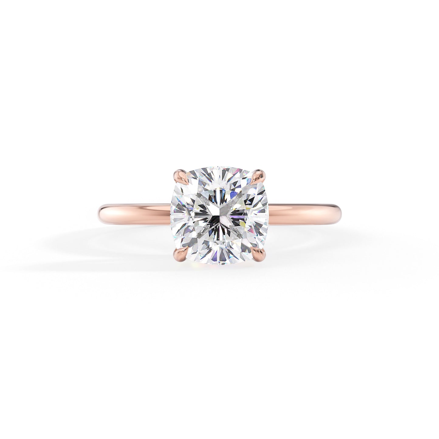 Brielle-1.30 Carats Cushion Moissanite Hidden Halo Engagement Ring