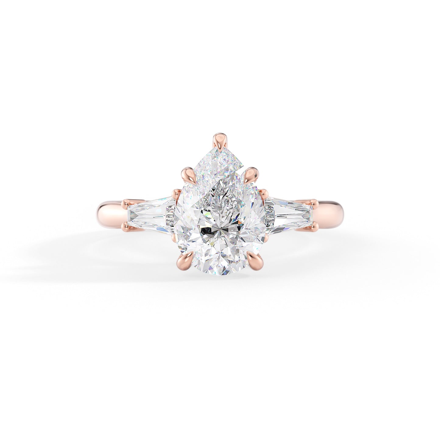 Reagan-1.80 Carats Pear Moissanite Three Stone Engagement Ring