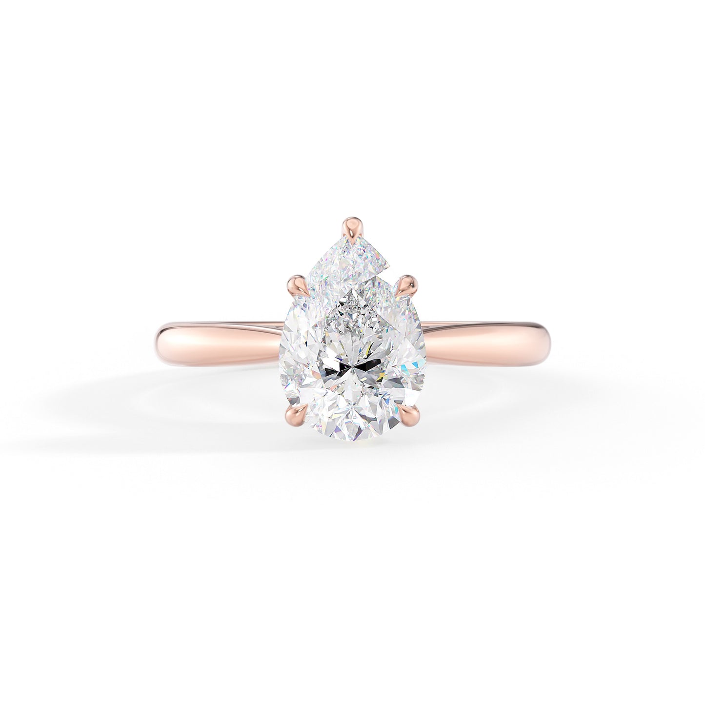 Maria-1.0 Carats Pear Moissanite Hidden Halo Engagement Ring